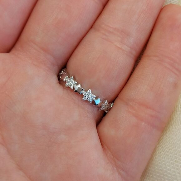 925 Sterling Silver Stars Ring - Picture 5 of 6